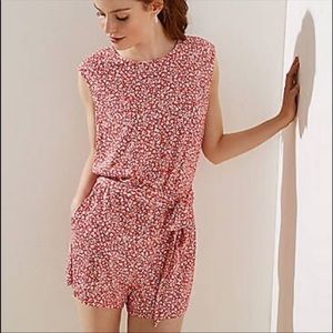 Loft XS Romper in Red and White